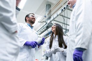 Engineers in chemical blending lab